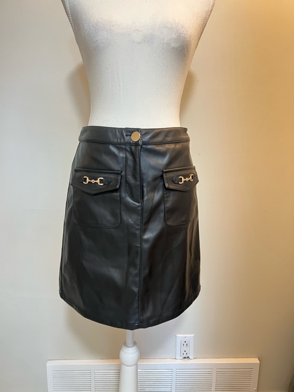 Tristan Black Faux Leather Pocket Mini Skirt